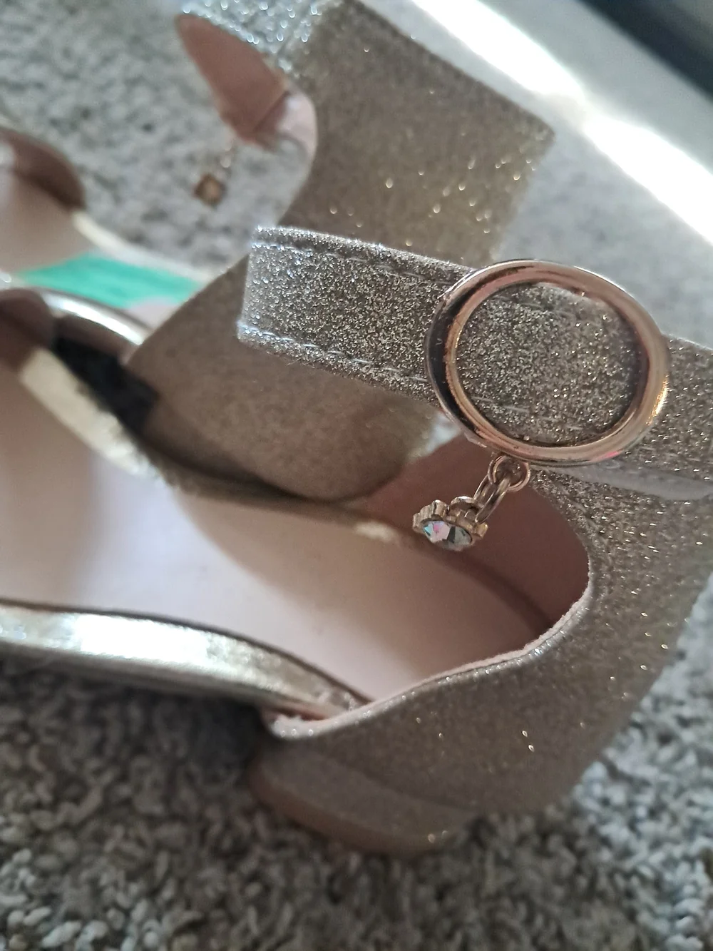 Gold Glitter Women's Block Heel Sandals